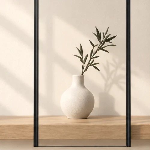 Klarglas: die Vase dahinter klar zu sehen