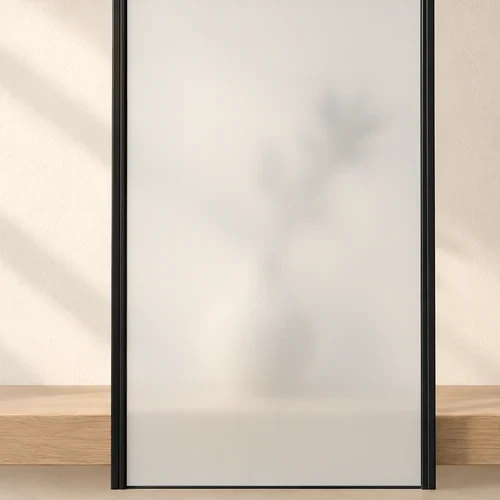Milchglas: hell, die Vase dahinter nur als Schatten
